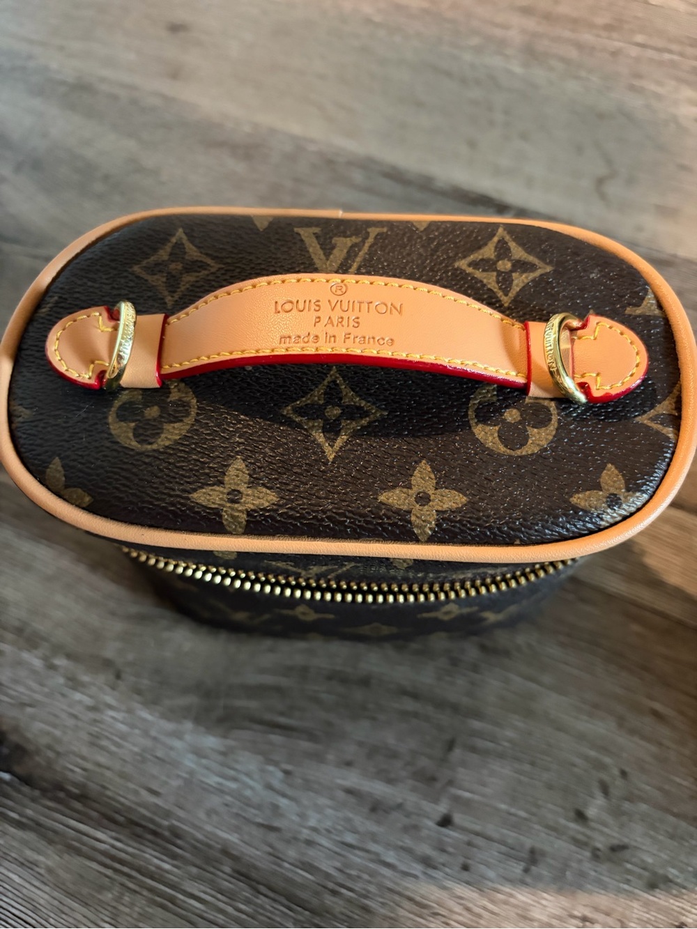 Louis Vuitton Monogram Top Handle Cosmetic Case in Brown and Tan